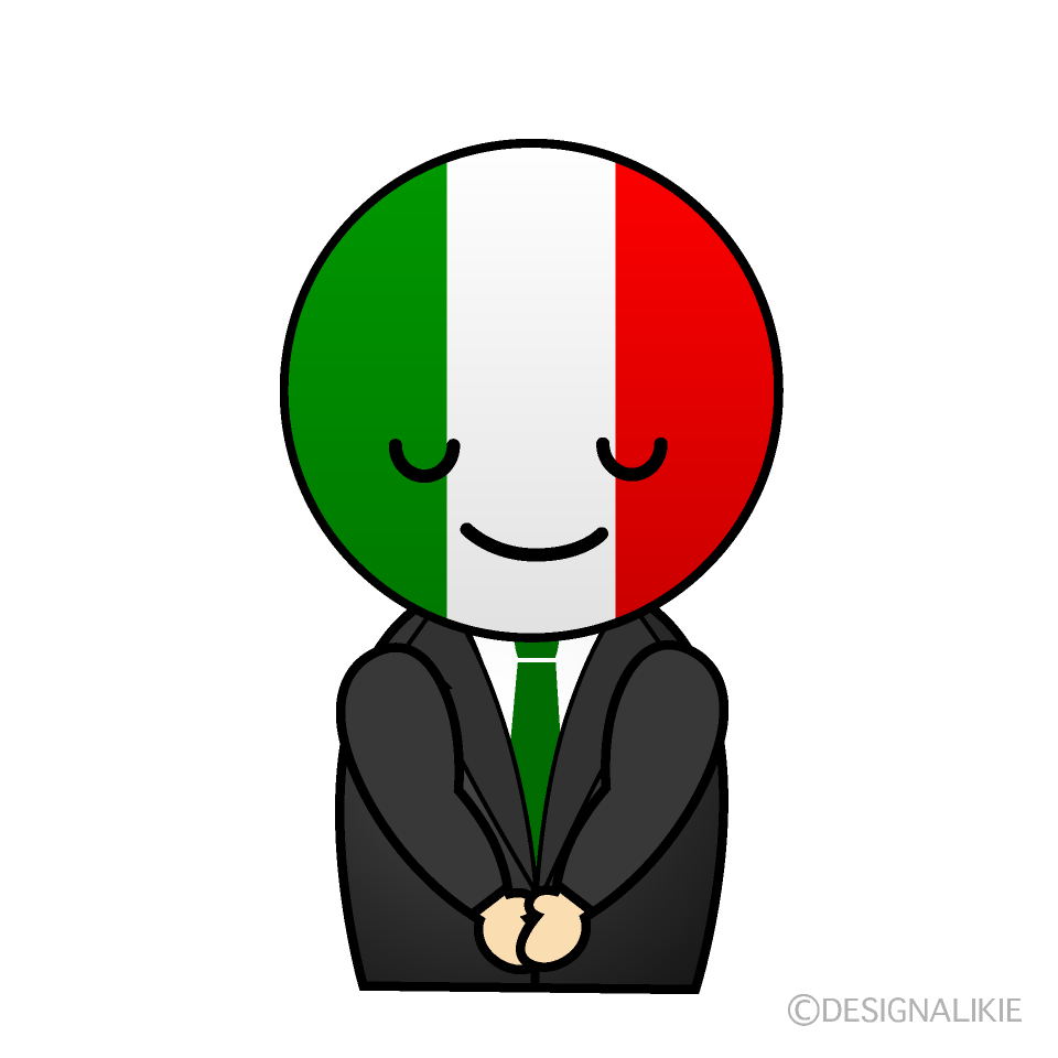 かわいいお辞儀するイタリア人イラスト