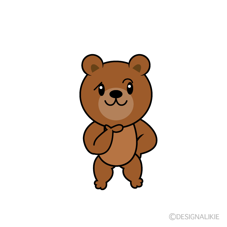 かわいい考えるクマイラスト