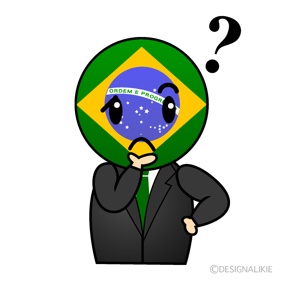 かわいい考えるブラジル人イラスト