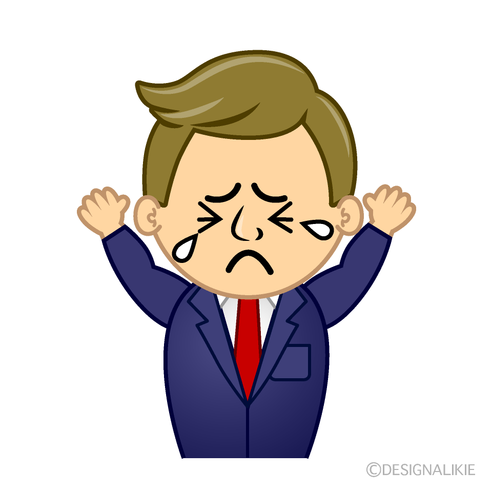 かわいい泣く西洋系男性イラスト