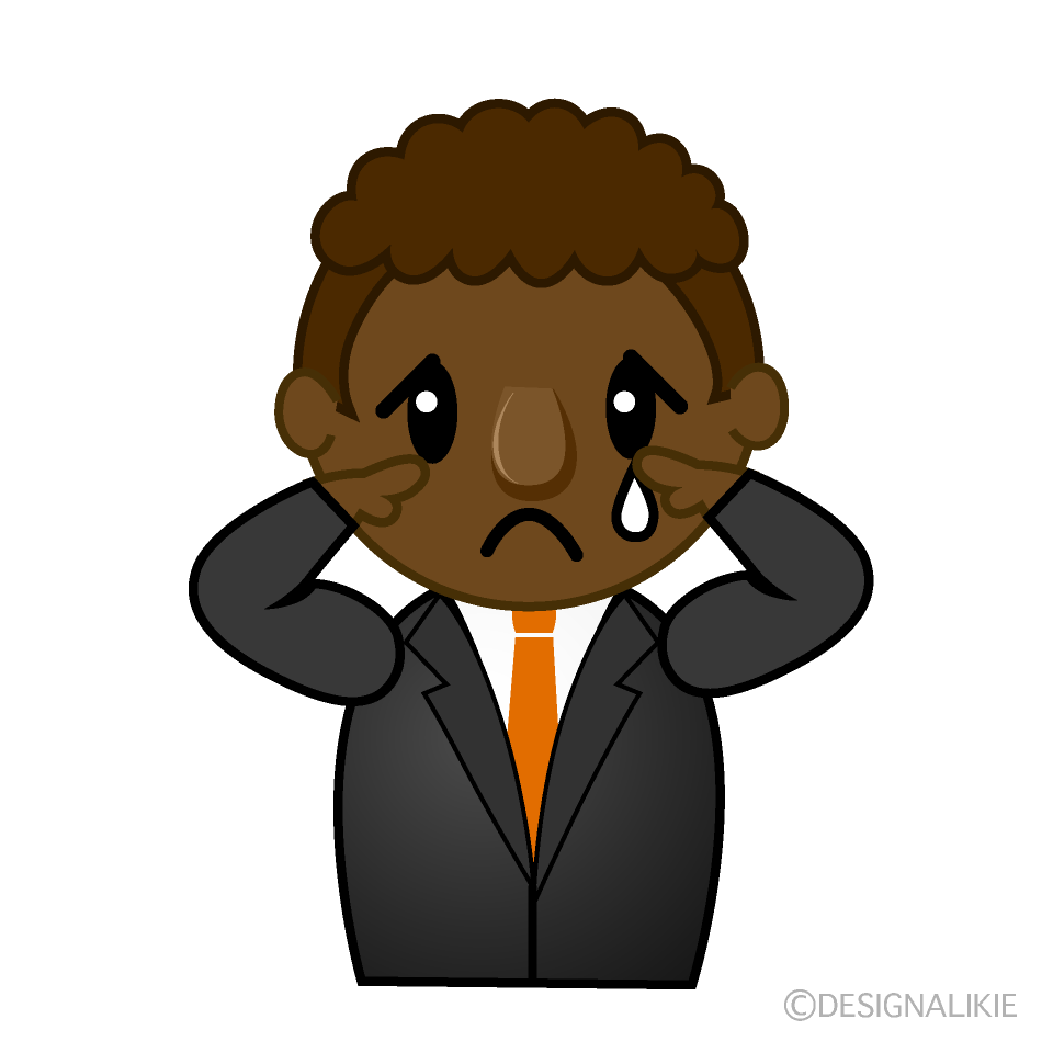 かわいい悲しいアフリカ系男性イラスト
