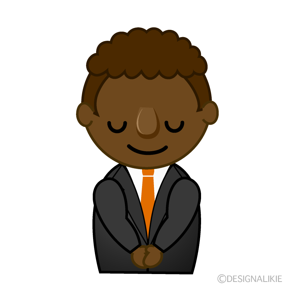 かわいいお辞儀するアフリカ系男性イラスト