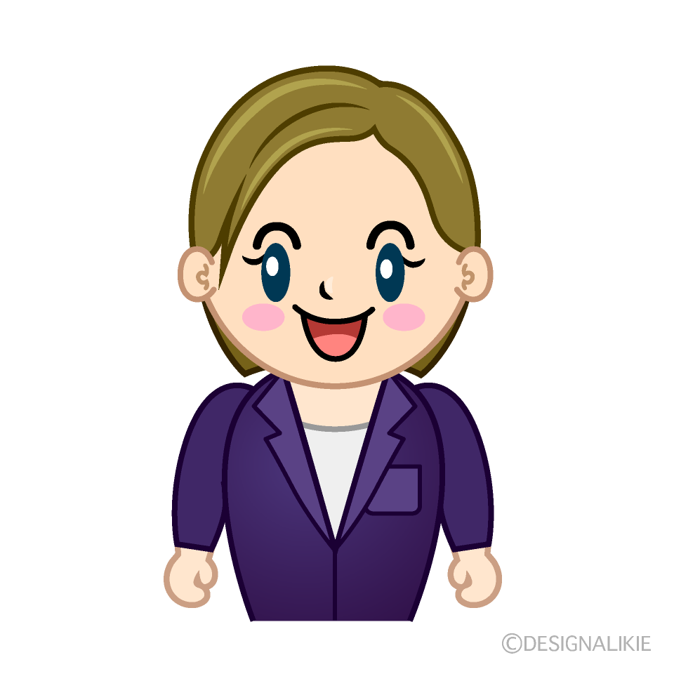 かわいい笑顔の西洋系女性イラスト