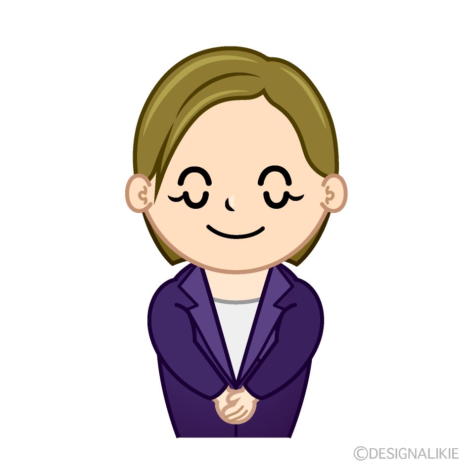 Cute Bowing Caucasian Female Clipart