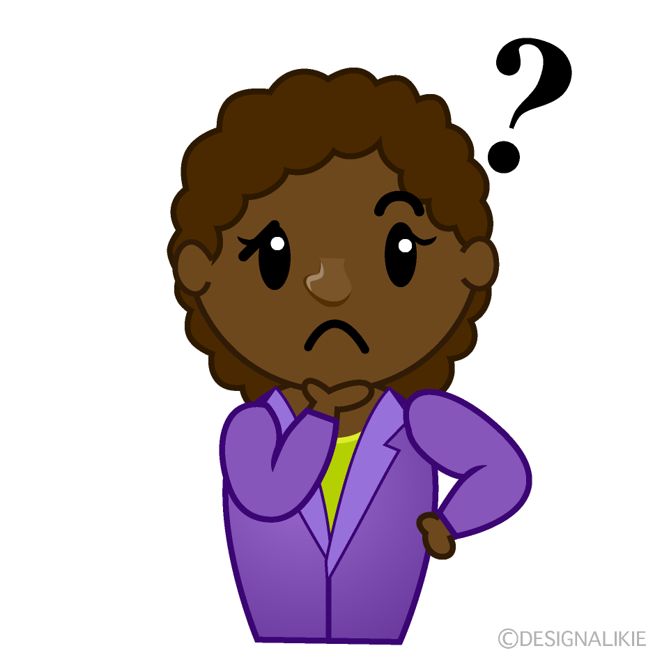 かわいい考えるアフリカ系女性イラスト
