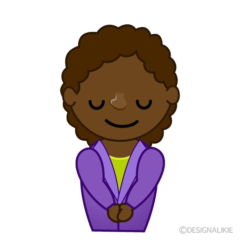 かわいいお辞儀するアフリカ系女性イラスト