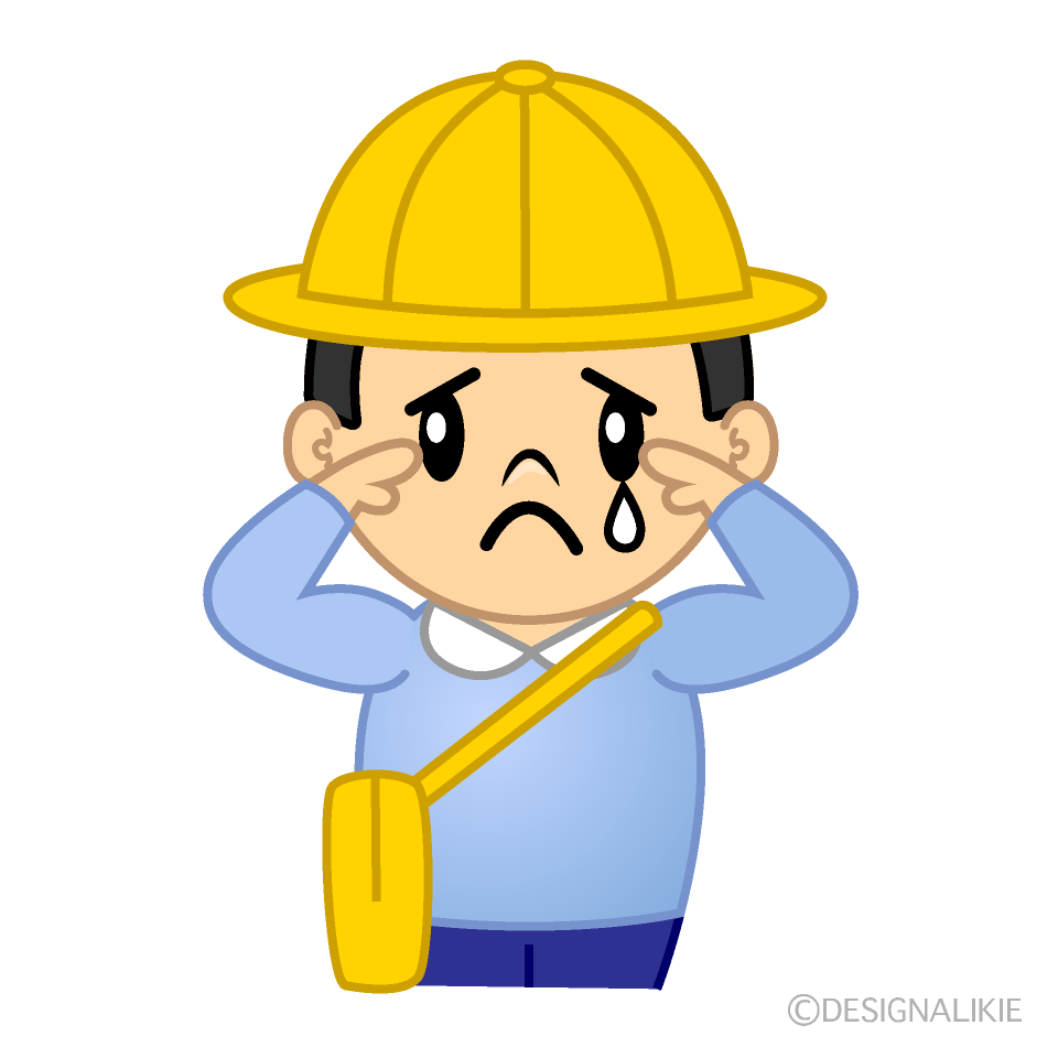 かわいい悲しい幼稚園の男の子イラスト