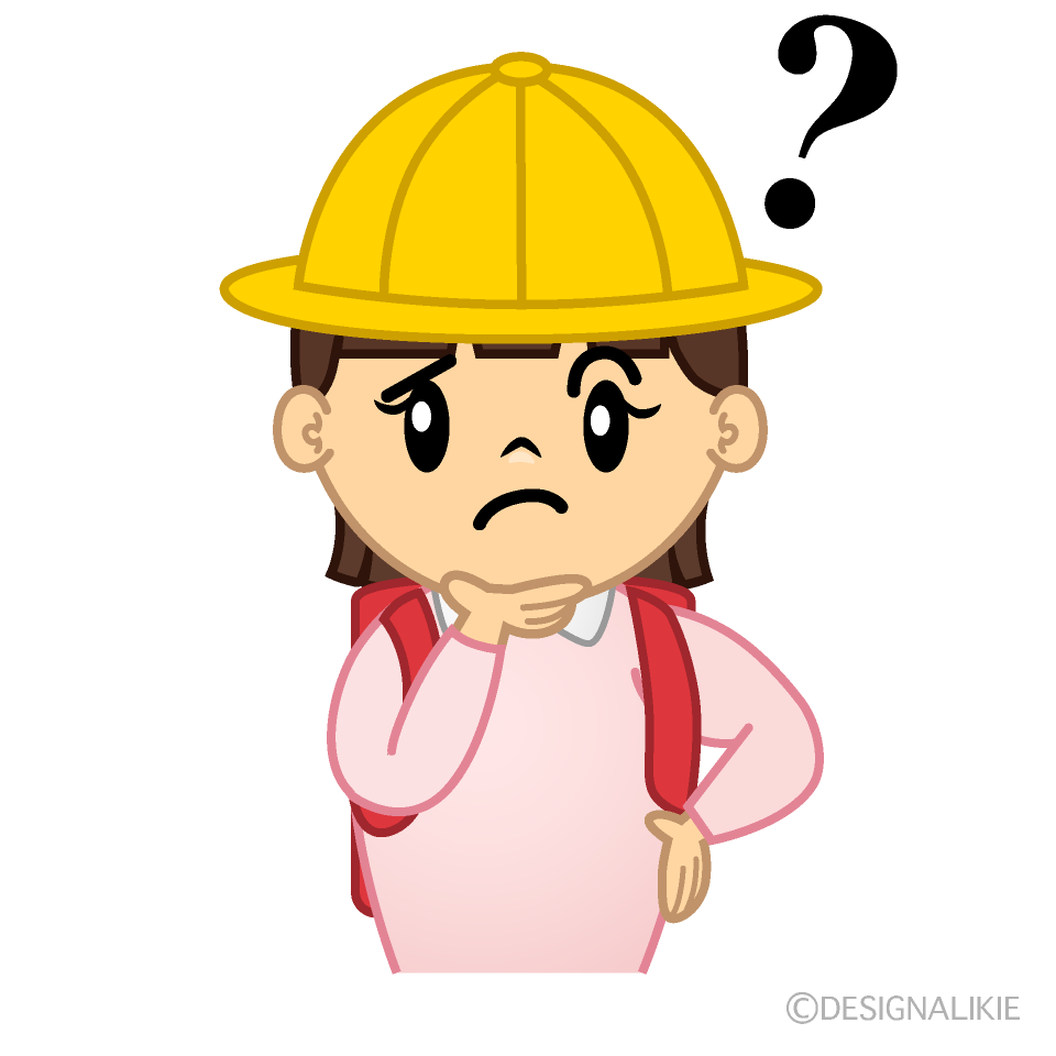 かわいい考える小学一年生の女の子イラスト