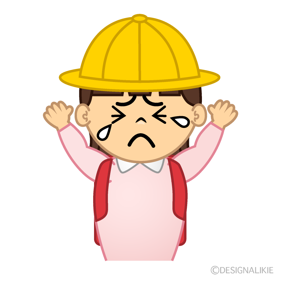 Cute Crying First Grade Girl Clipart