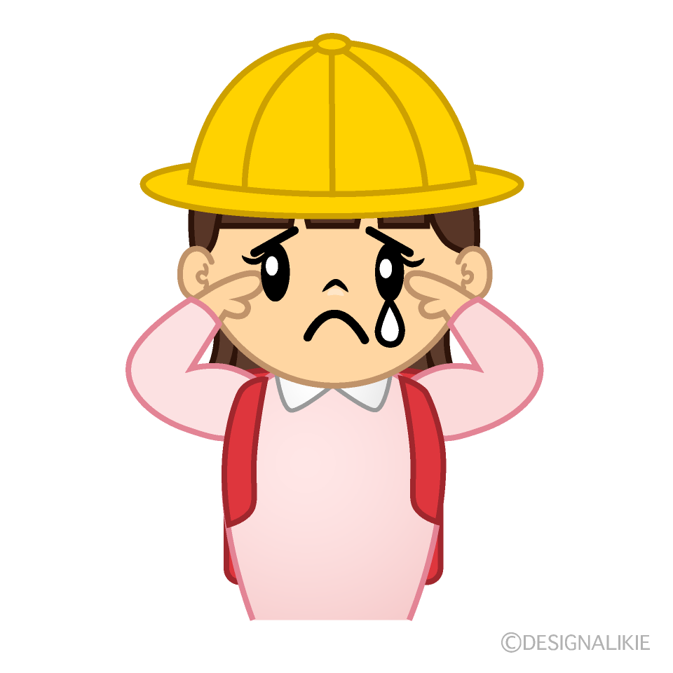 かわいい悲しい小学一年生の女の子イラスト