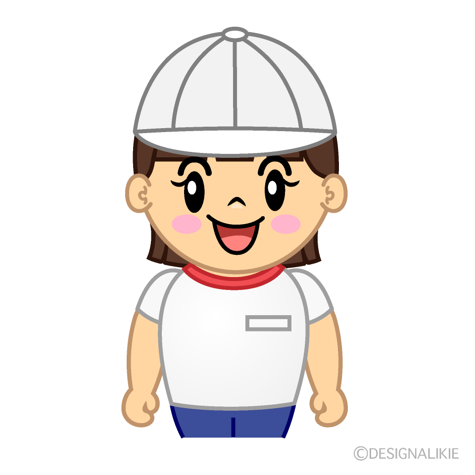 かわいい笑顔の体育の女の子イラスト