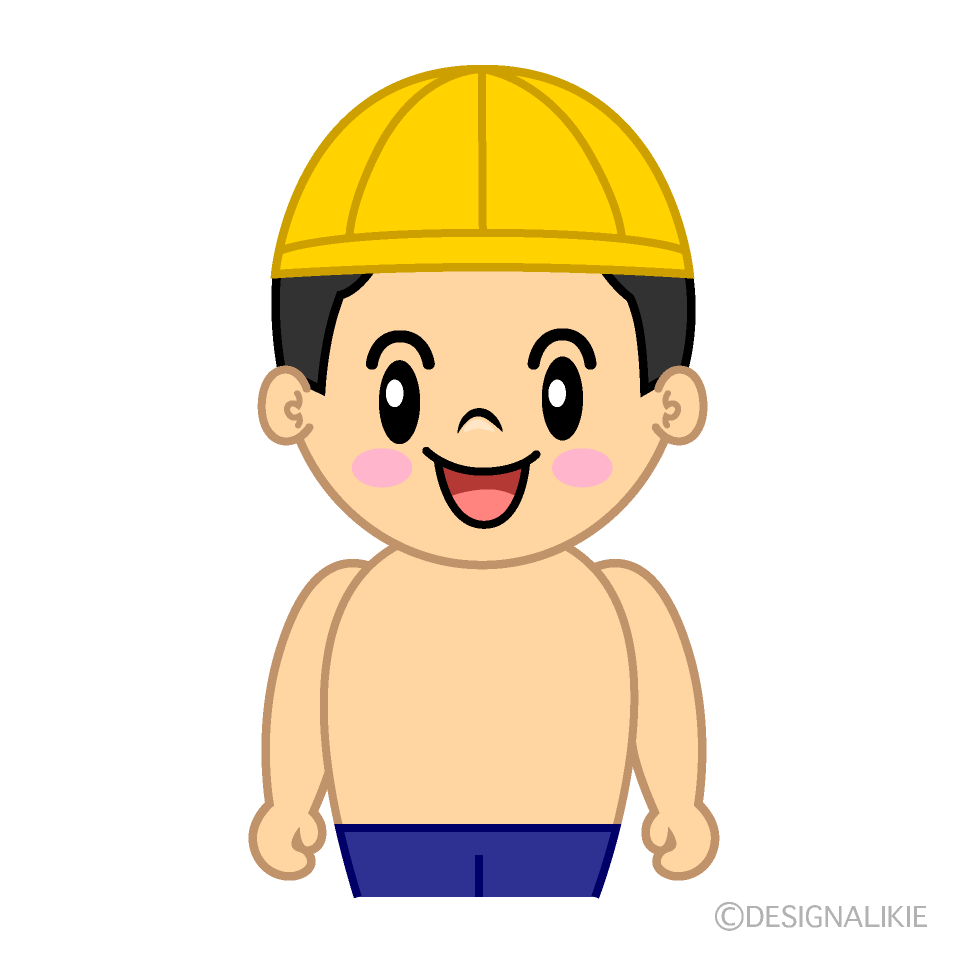 かわいい笑顔の水泳の男の子イラスト
