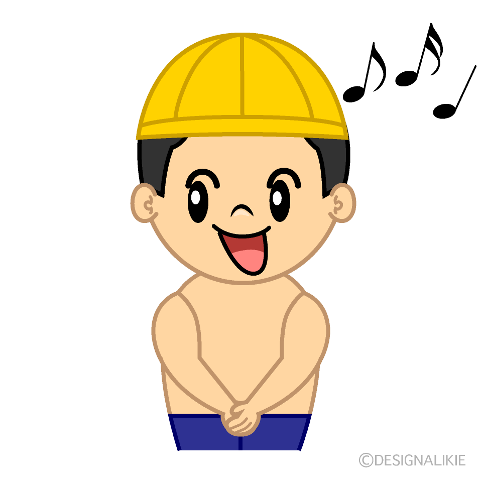 かわいい歌う水泳の男の子イラスト