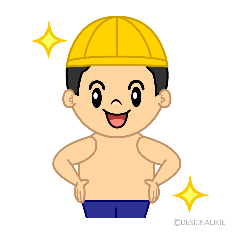 かわいい煌く水泳の男の子イラスト