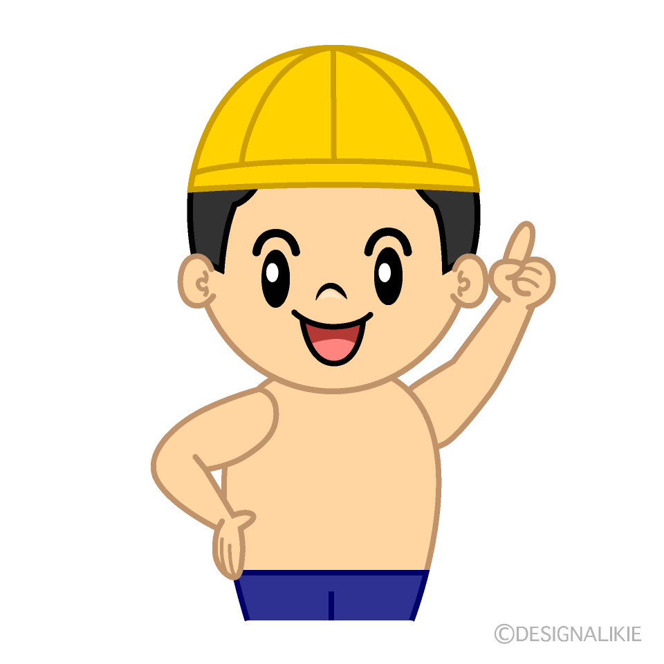 かわいい指差す水泳の男の子イラスト