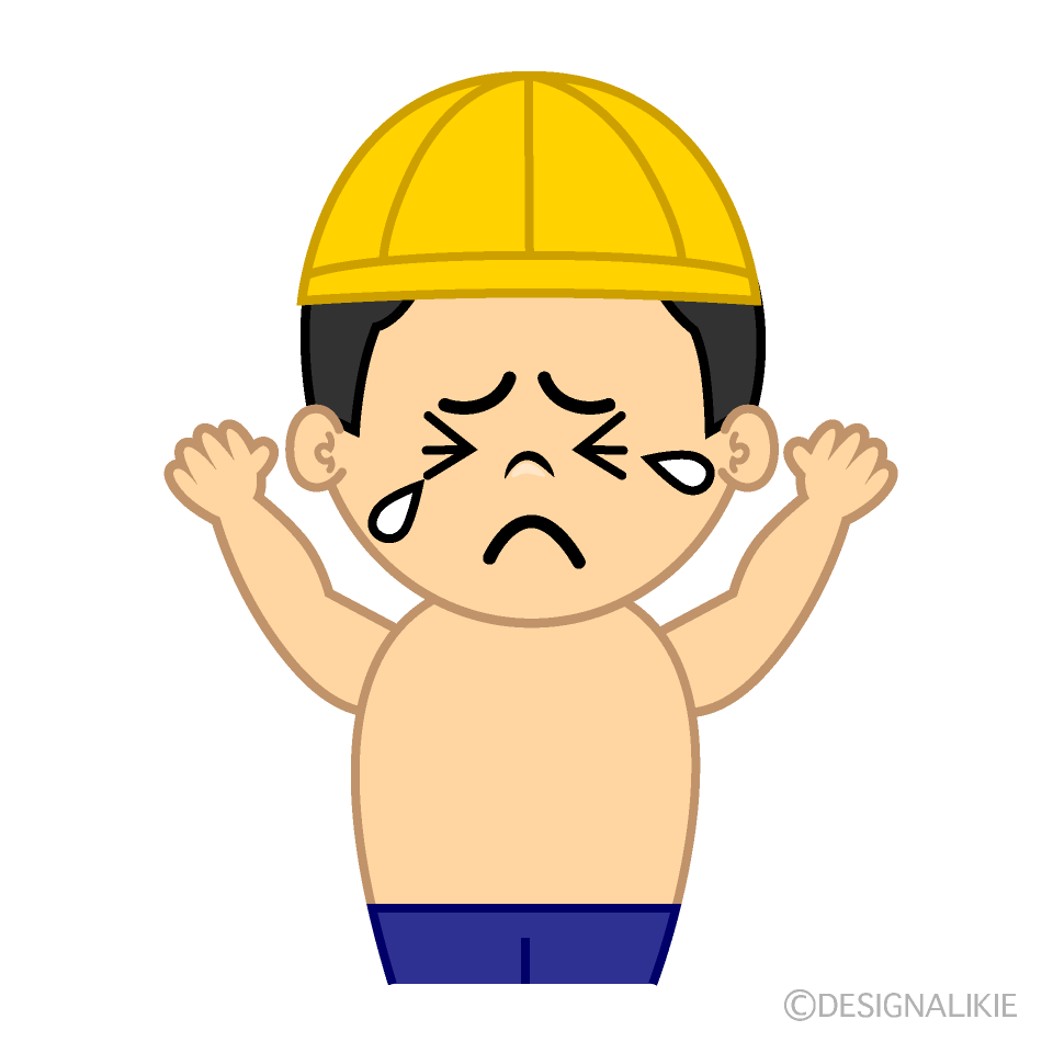 かわいい泣く水泳の男の子イラスト