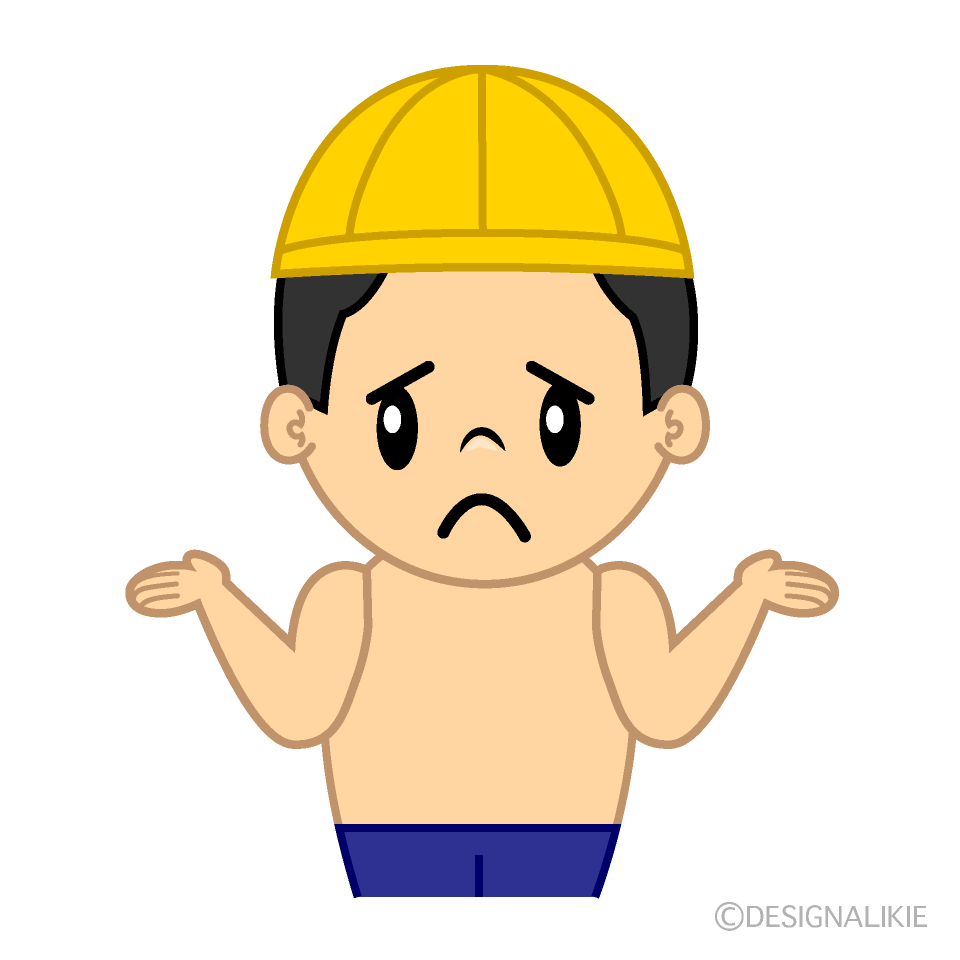 かわいい困る水泳の男の子イラスト