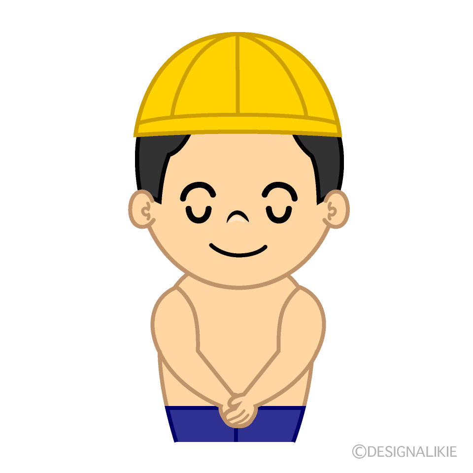 かわいいお辞儀する水泳の男の子イラスト