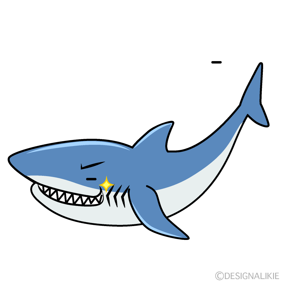 かわいいニヤリとするサメイラスト