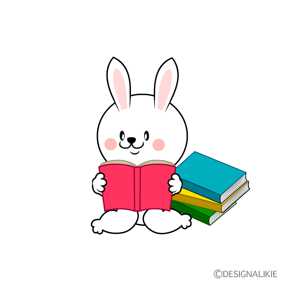 かわいい読書するウサギイラスト