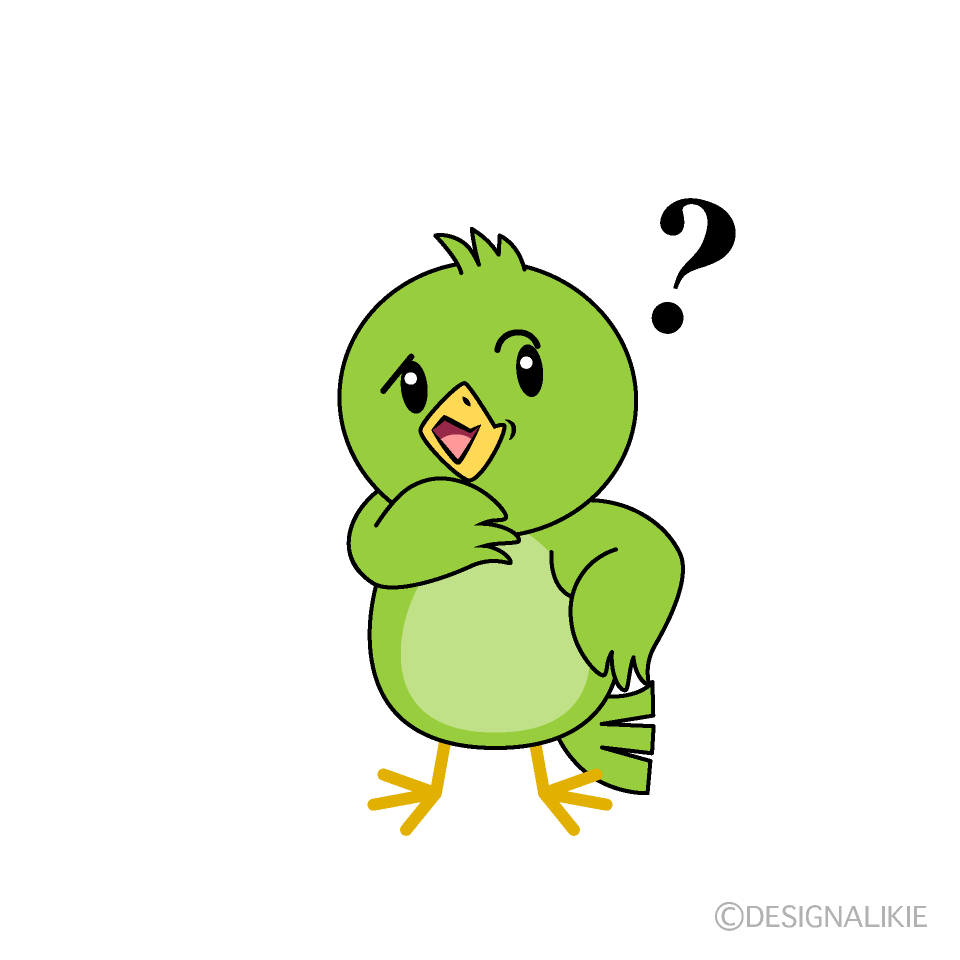 かわいい考える小鳥イラスト