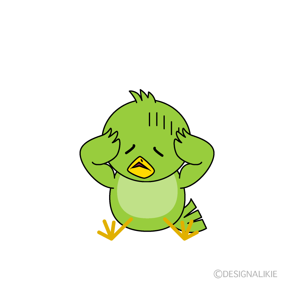 かわいい落ち込む小鳥イラスト