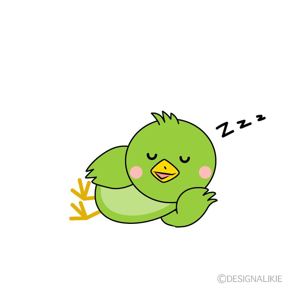 かわいい寝る小鳥イラスト