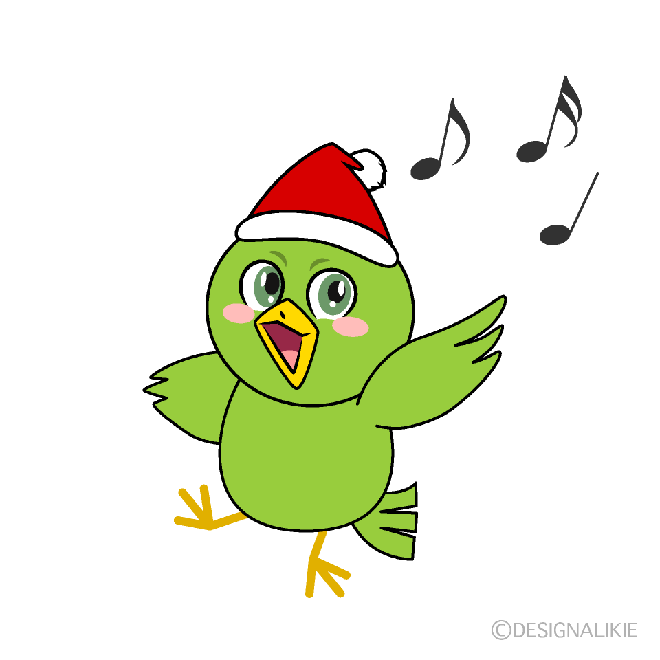 かわいいクリスマスの小鳥イラスト