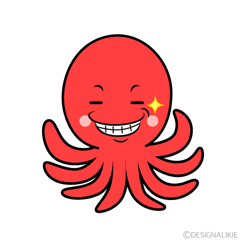 かわいいニヤリとするタコイラスト