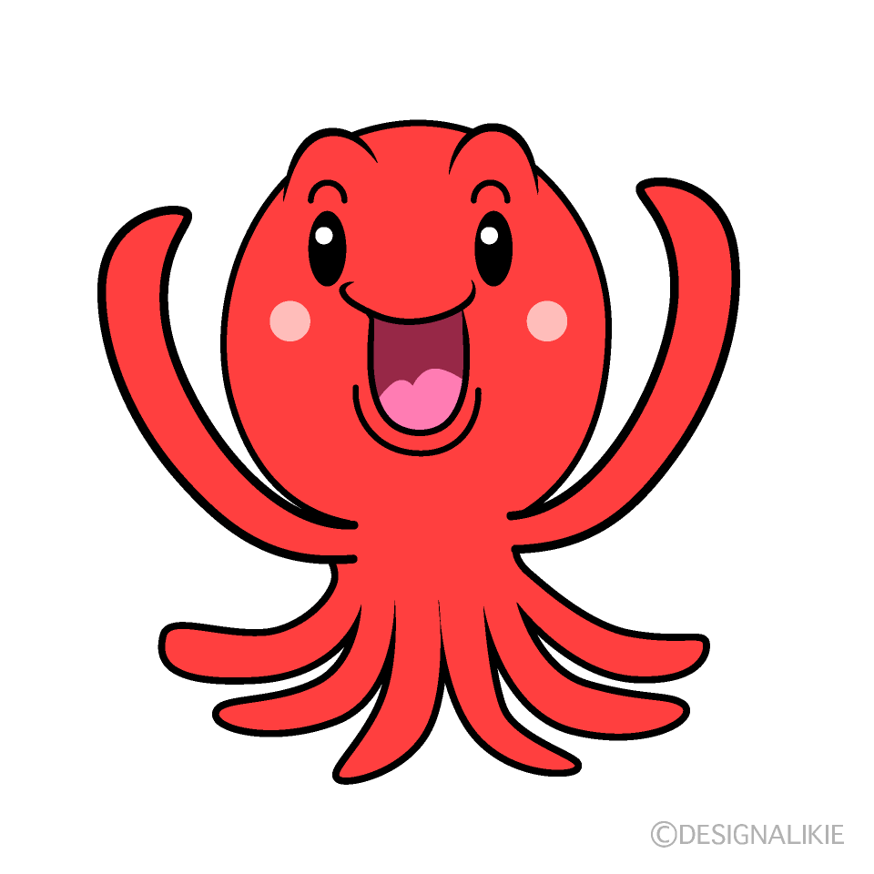 かわいい驚くタコイラスト