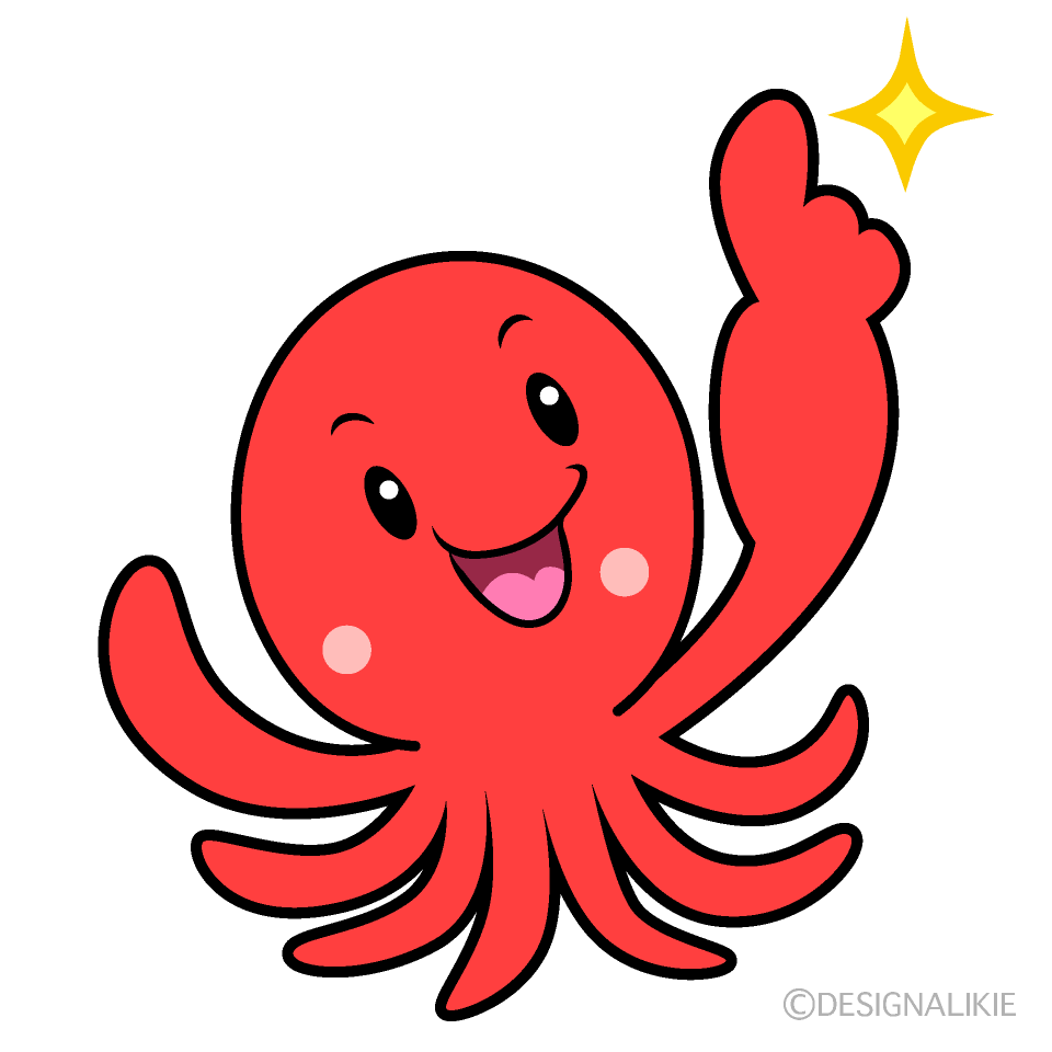 かわいい指差しするタコイラスト