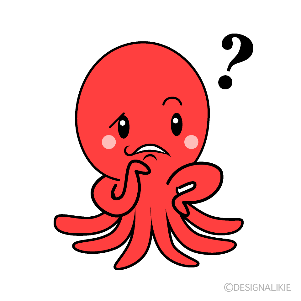 かわいい考えるタコイラスト