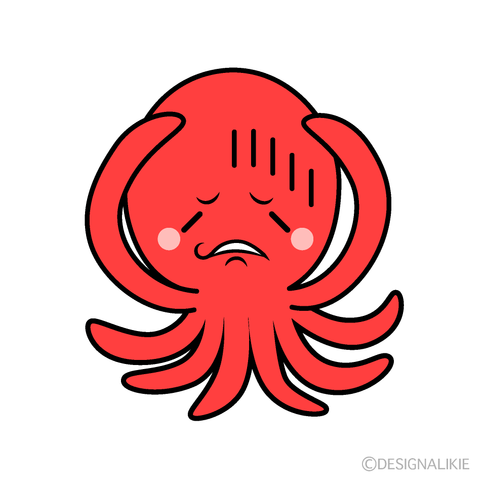 Cute Depressed Octopus Clipart