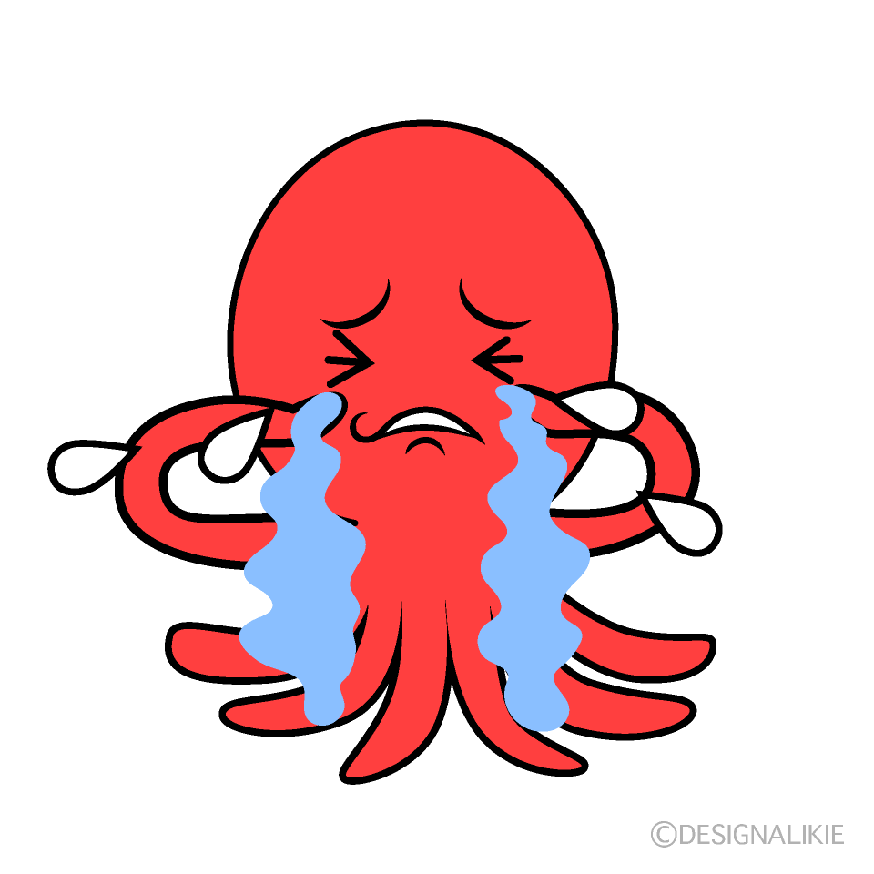 かわいい泣くタコイラスト