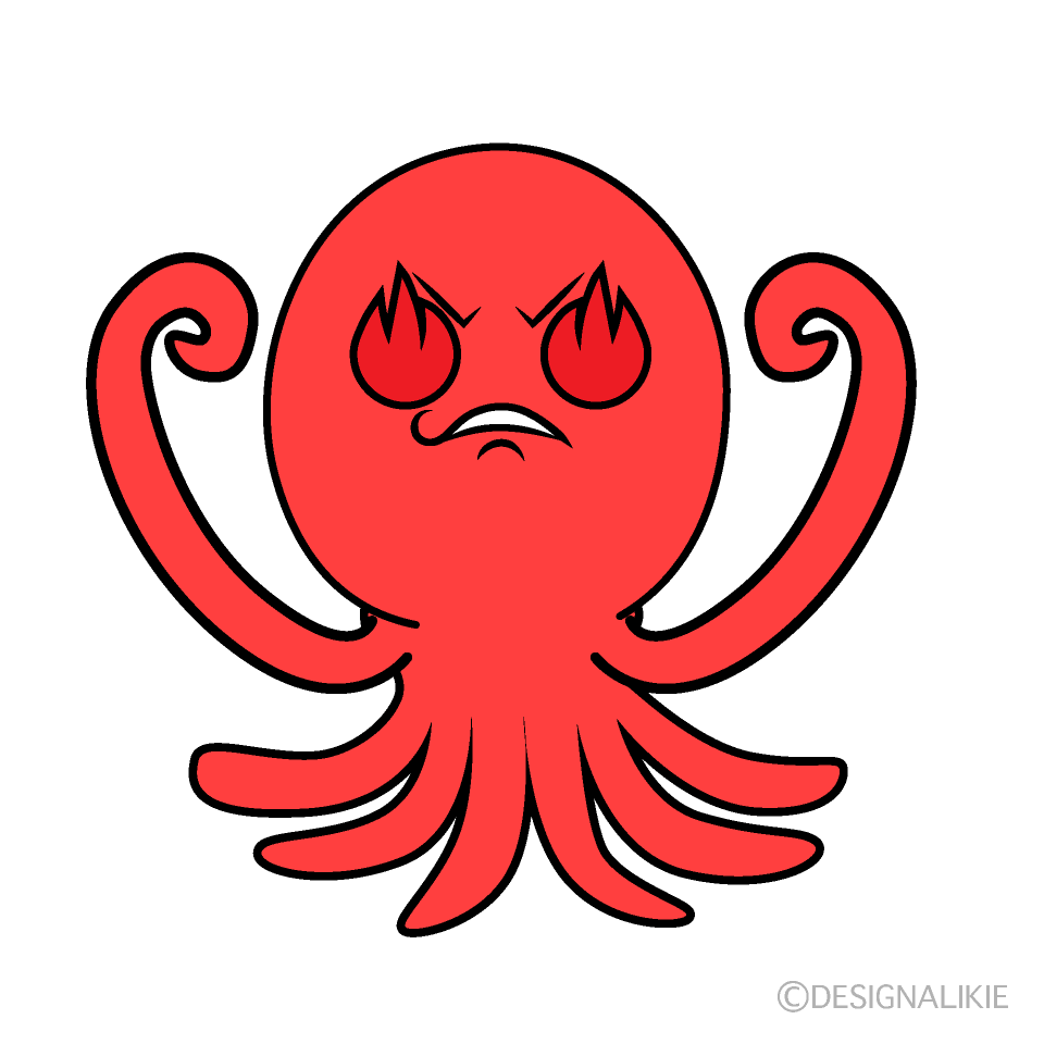 かわいい燃えるタコイラスト