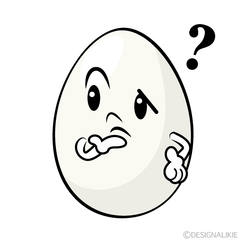 かわいい考える卵イラスト