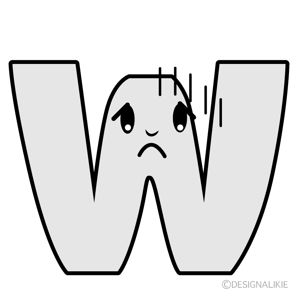 かわいい落ち込むWイラスト