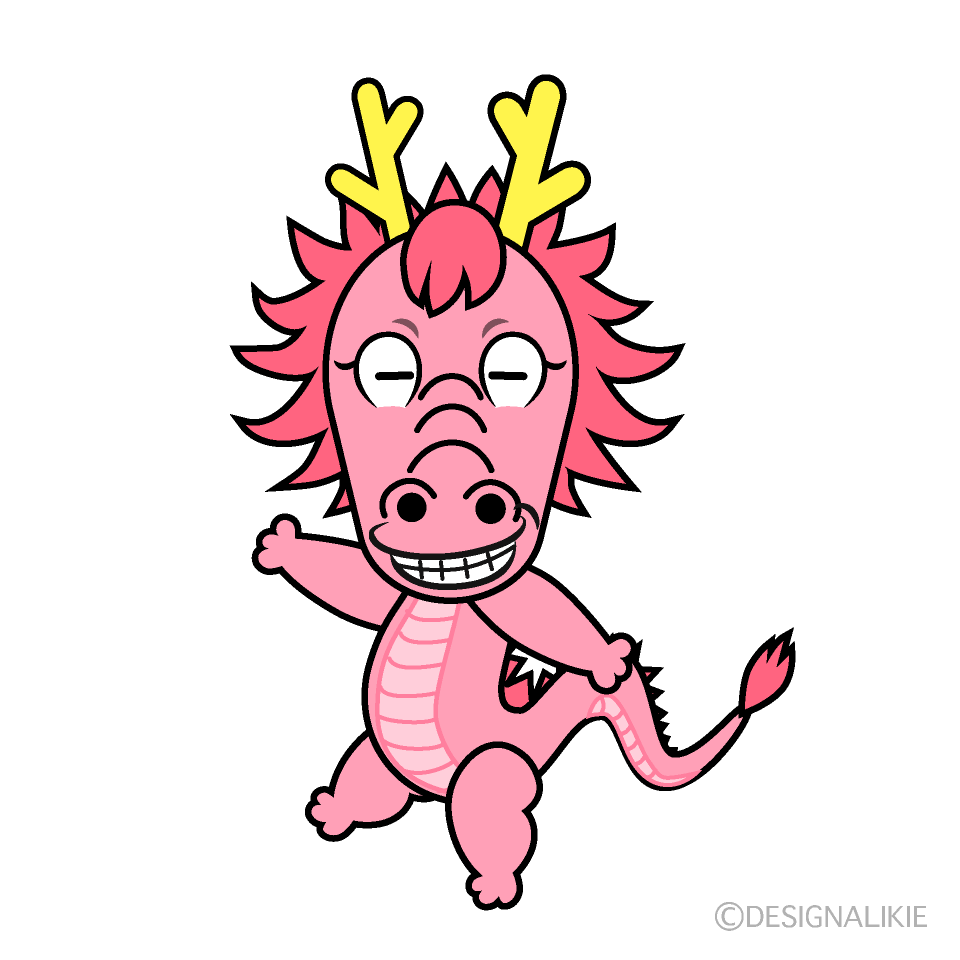 Cute Grinning Pink Dragon Clipart