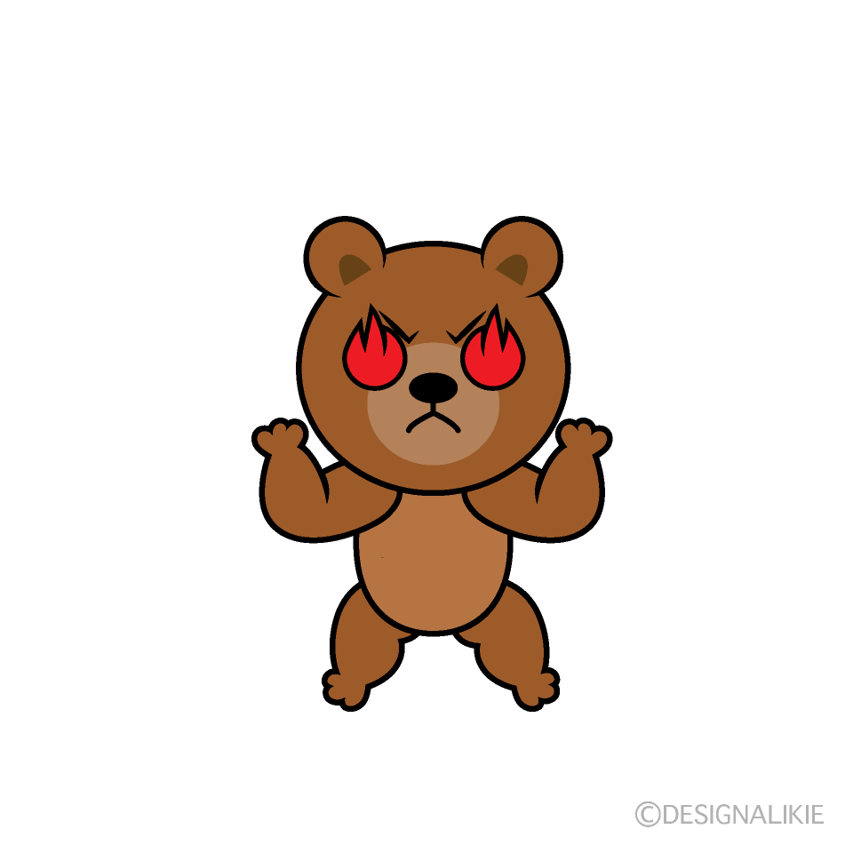 かわいい燃えるクマイラスト