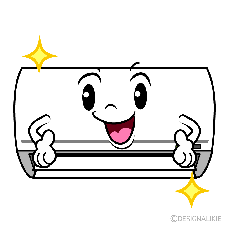 かわいいポーズするエアコンイラスト