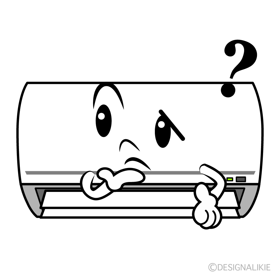 かわいい考えるエアコンイラスト