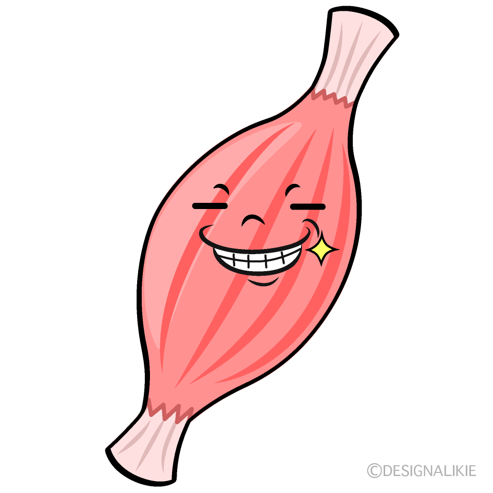 かわいいニヤリとする筋肉イラスト
