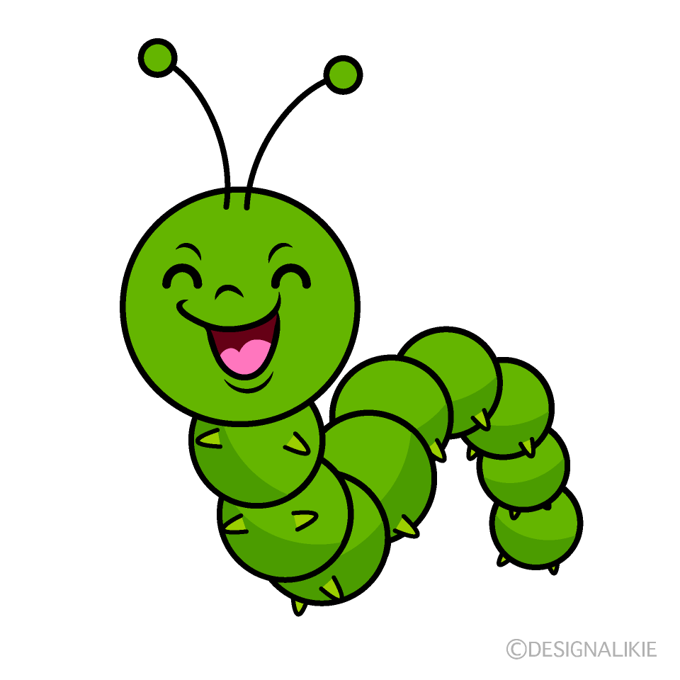 かわいい笑顔の青虫イラスト