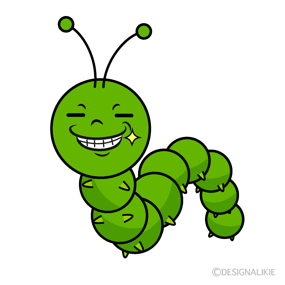 かわいいニヤリとする青虫イラスト