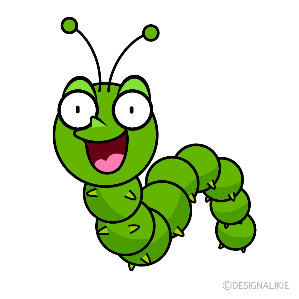 かわいい驚く青虫イラスト