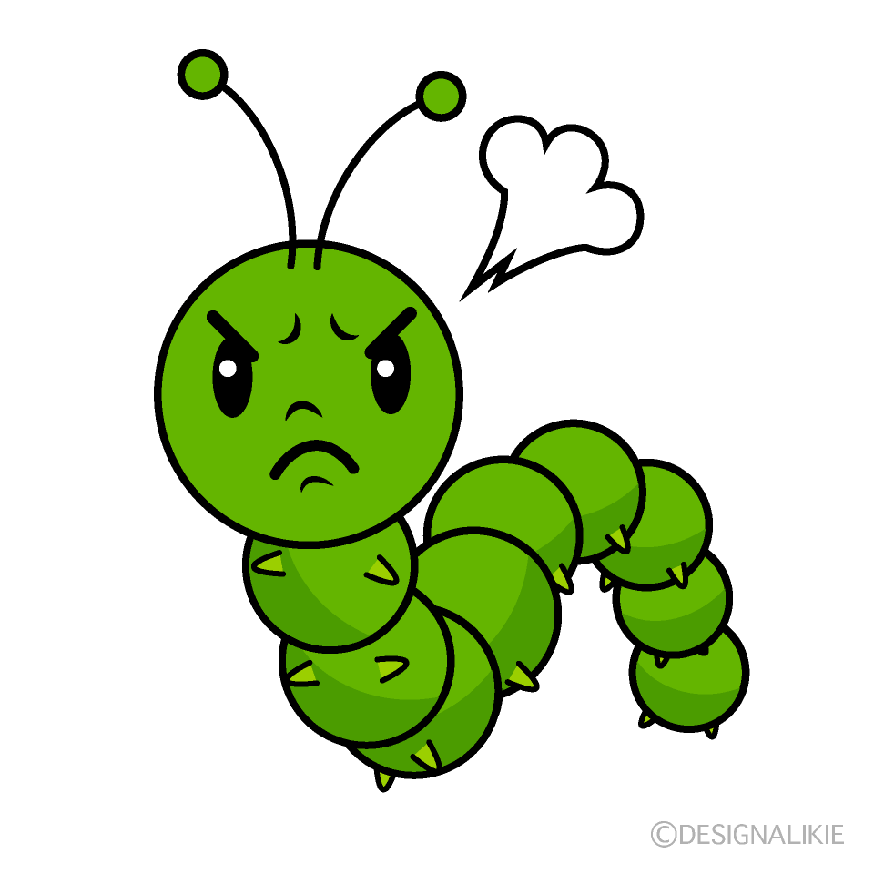 かわいい怒る青虫イラスト