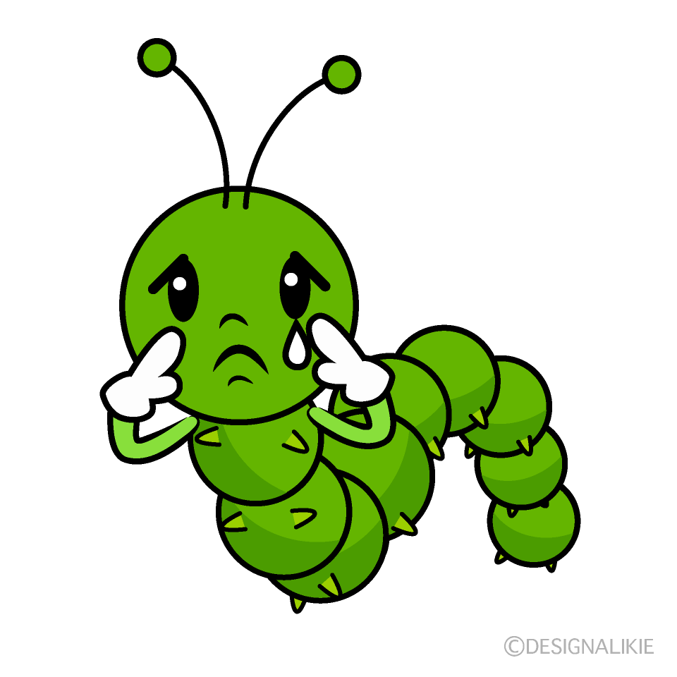 かわいい悲しい青虫イラスト