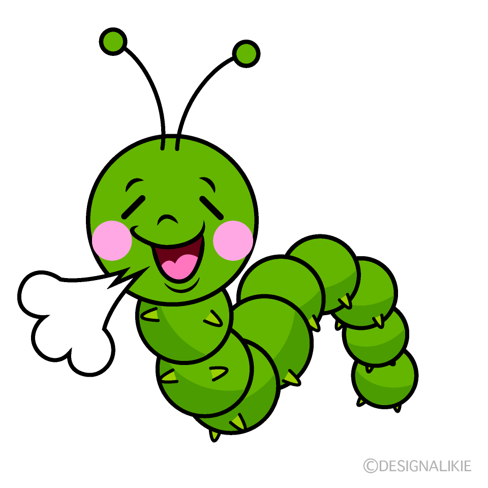 かわいいほっとする青虫イラスト