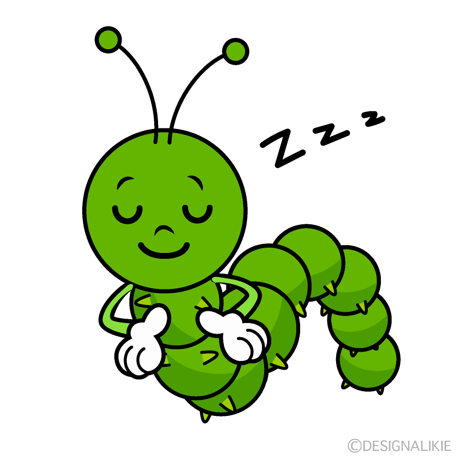 かわいい寝る青虫イラスト