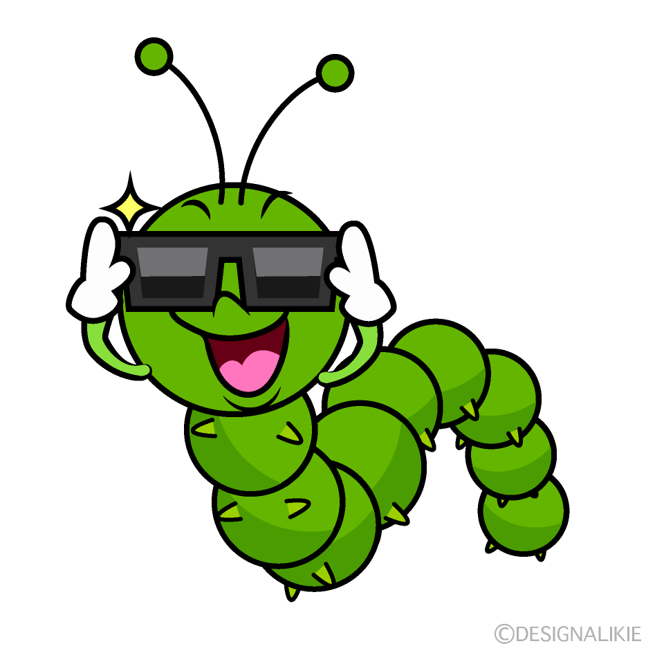 かわいいサングラスの青虫イラスト